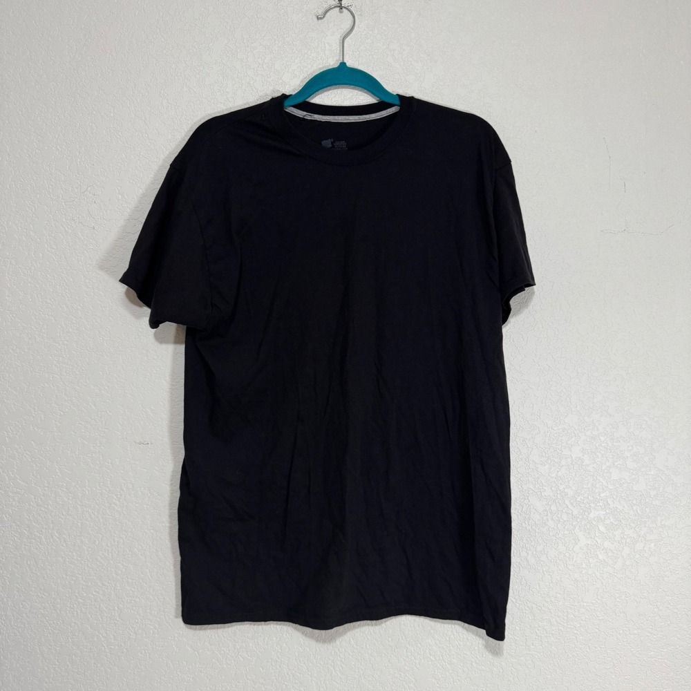 Hanes Mens XL Black T‎ Shirt Short Sleeve Cotton Blend Comfort Crew Neck Tee